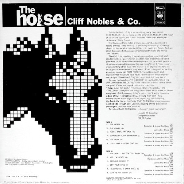 Cliff Nobles & Co : The Horse (LP, Album, RE)