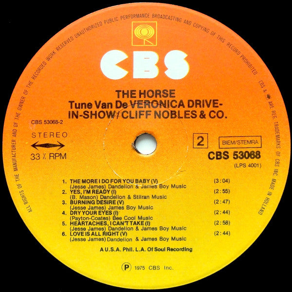Cliff Nobles & Co : The Horse (LP, Album, RE)