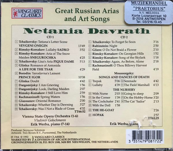 Netania Davrath : Great Russian Arias And Art Songs (2xCD, Comp)