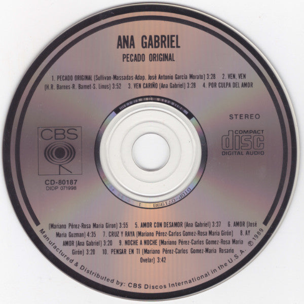 Ana Gabriel : Pecado Original (CD, Album)