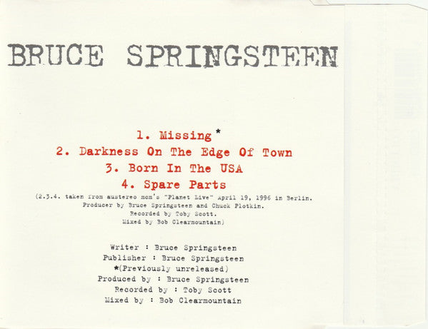 Bruce Springsteen : Missing (CD, Maxi)