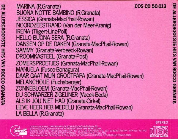 Rocco Granata : De Allergrootste Hits Van Rocco Granata (CD, Comp)