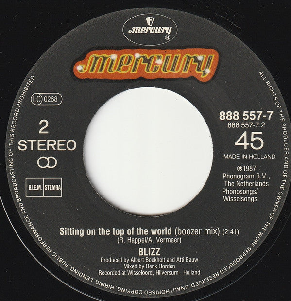 Blizz (9) : Sitting On Top Of The World (7", Single)