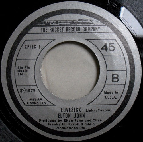 Elton John : Song For Guy (7", Single, Styrene)