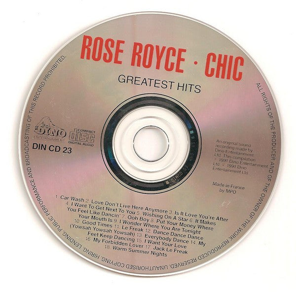 Chic & Rose Royce : Greatest Hits (CD, Comp)