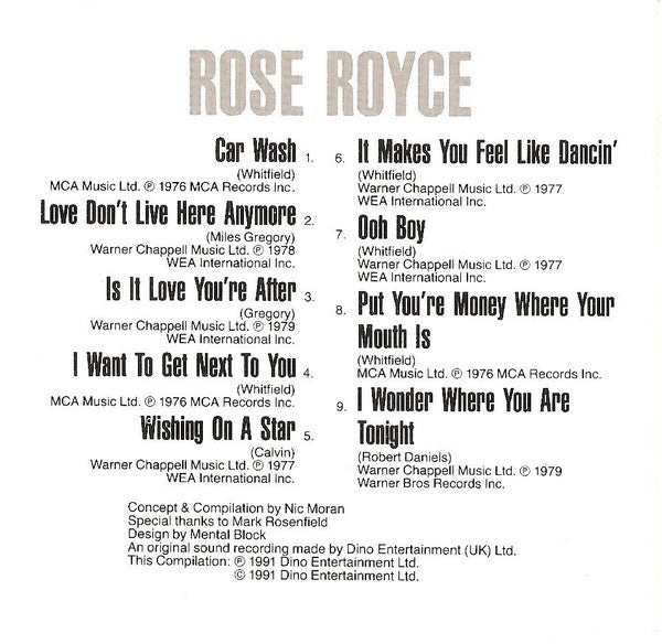 Chic & Rose Royce : Greatest Hits (CD, Comp)