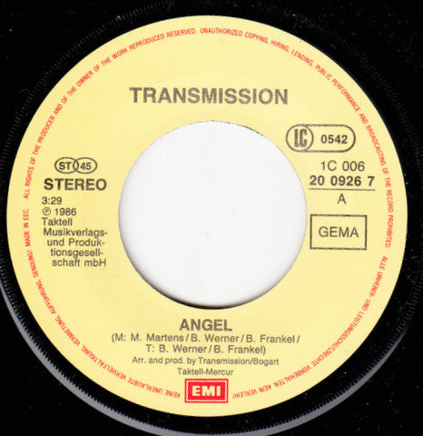 Transmission (5) : Angel / She's So Perfect (7", Single)
