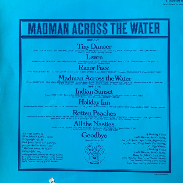 Elton John : Madman Across The Water (LP, Album, Glo)