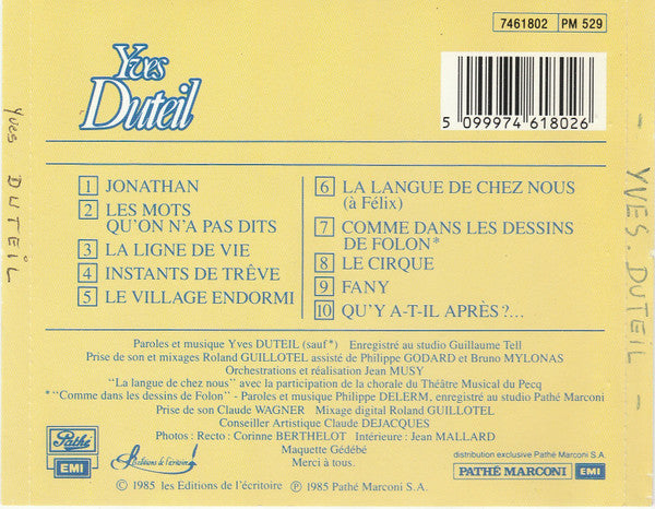 Yves Duteil : Yves Duteil (CD, Album)