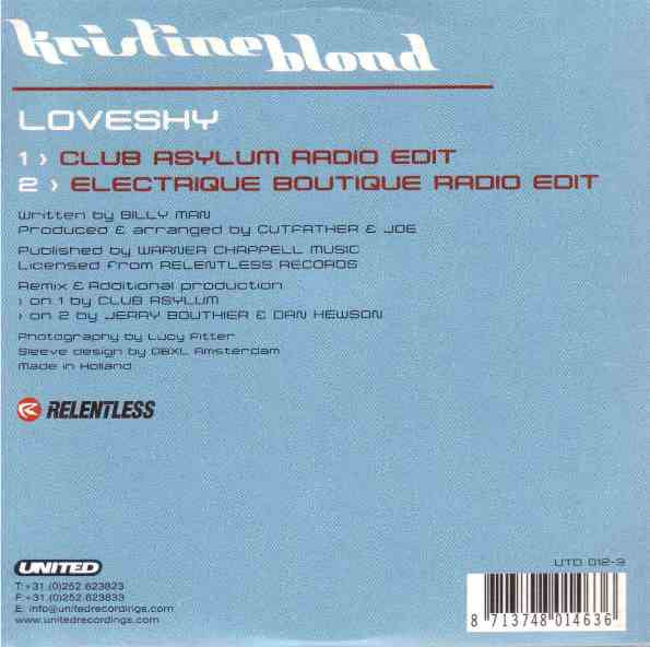 Kristine Blond : Love Shy (CD, Single)
