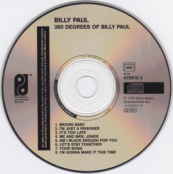 Billy Paul : 360 Degrees Of Billy Paul (CD, Album, RE)