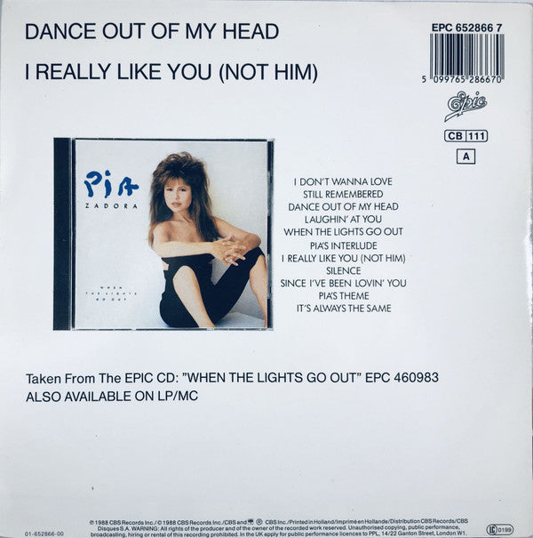 Pia Zadora : Dance Out Of My Head (7", Single)