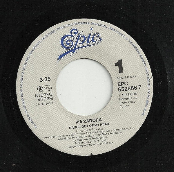 Pia Zadora : Dance Out Of My Head (7", Single)