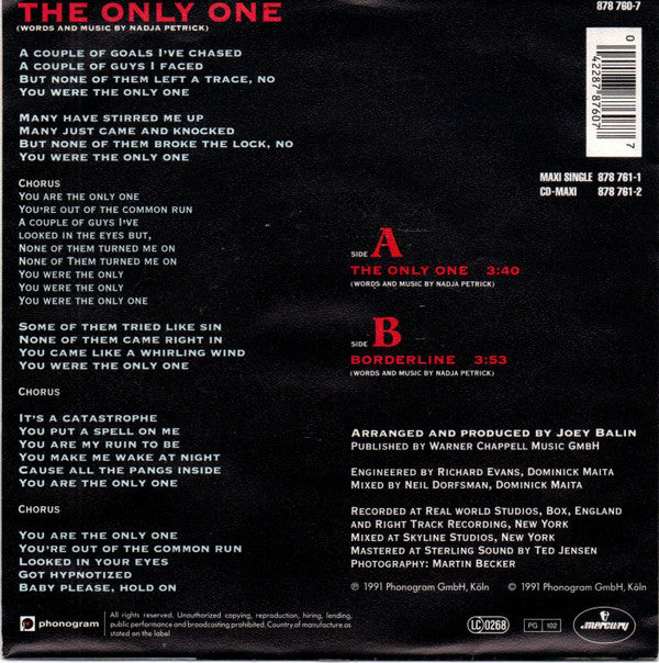 Nadja Petrick : The Only One (7", Single)