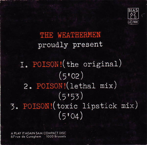 The Weathermen : Poison ! (CD, Mini, Car)