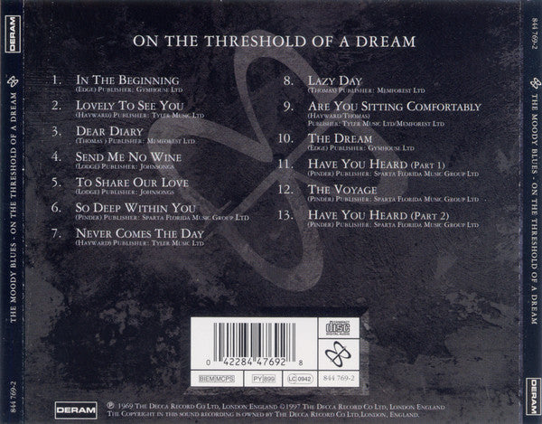 The Moody Blues : On The Threshold Of A Dream (CD, Album, RE, RM)