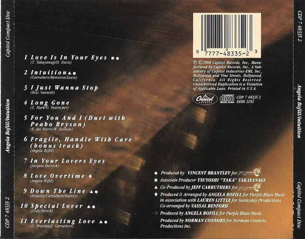 Angela Bofill : Intuition (CD, Album)