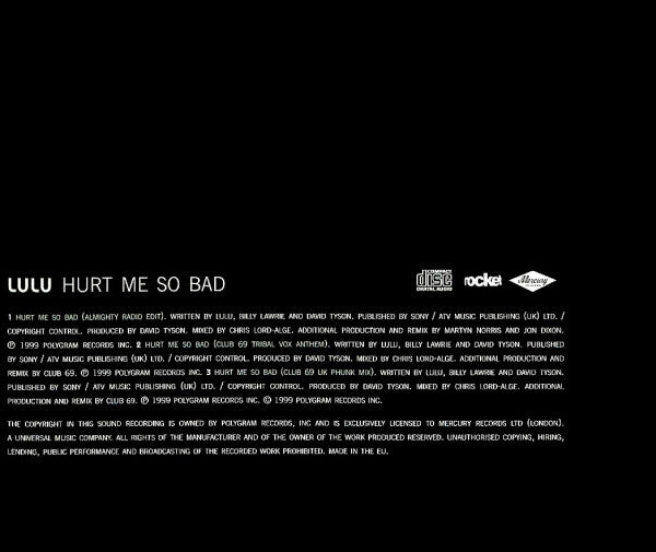 Lulu : Hurt Me So Bad (CD, Single)
