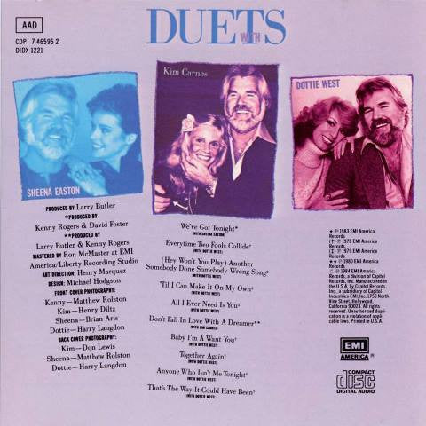 Kenny Rogers With Kim Carnes, Sheena Easton & Dottie West : Duets (CD, Comp)