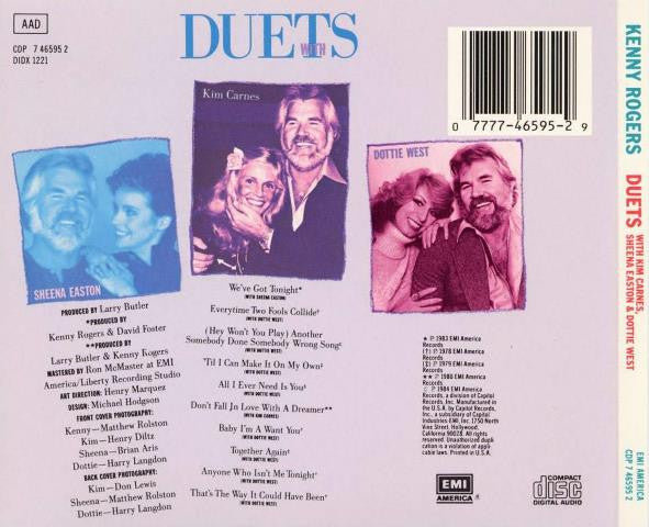Kenny Rogers With Kim Carnes, Sheena Easton & Dottie West : Duets (CD, Comp)