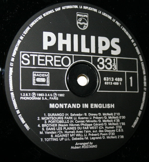 Yves Montand : Yves Montand In English (LP, Album)