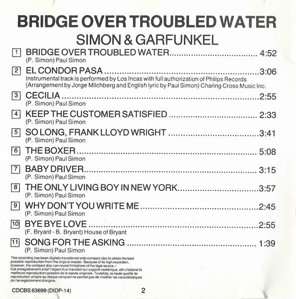 Simon & Garfunkel : Bridge Over Troubled Water (CD, Album, RE)