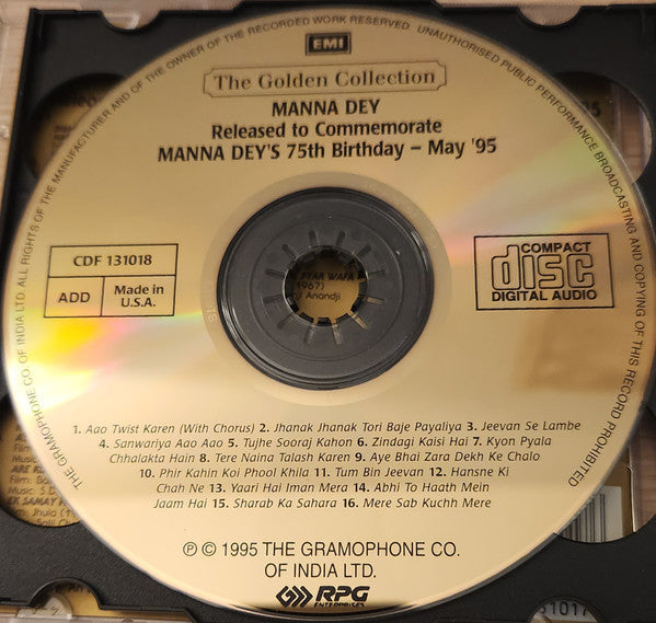 Manna Dey : The Golden Collection - 75th Birthday - May '95 (2xCD, Comp, Dou)