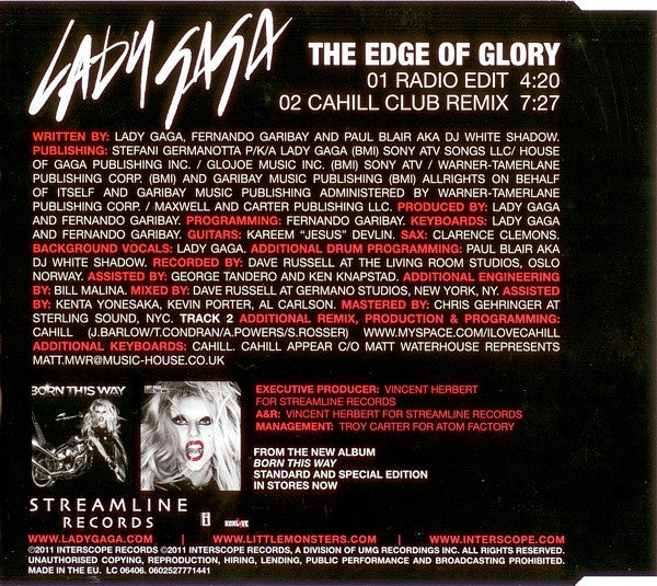 Lady Gaga : The Edge Of Glory (CD, Single)