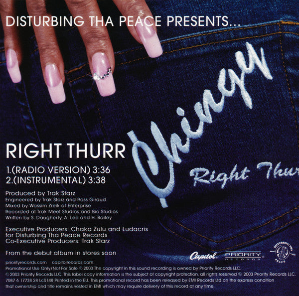 Chingy : Right Thurr (CD, Single, Promo, Car)