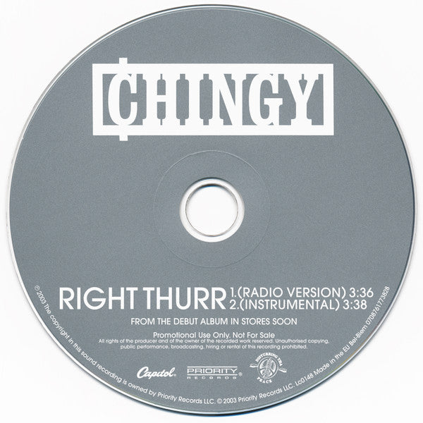 Chingy : Right Thurr (CD, Single, Promo, Car)