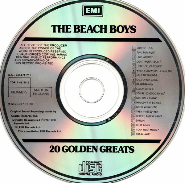 The Beach Boys : 20 Golden Greats (CD, Comp, RM)