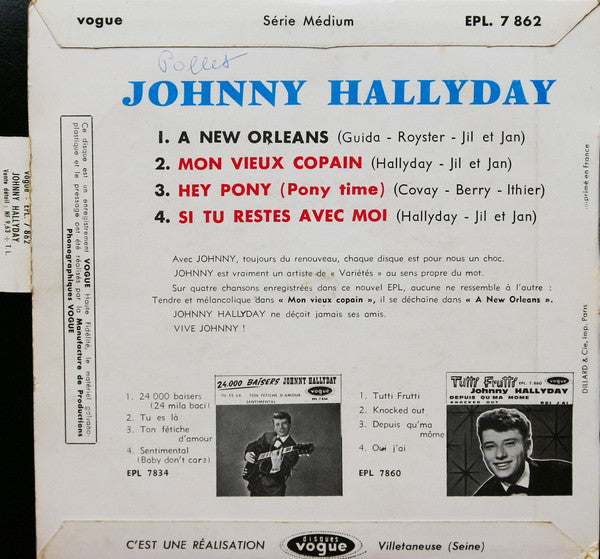 Johnny Hallyday : A New Orleans (7", EP, 3 P)
