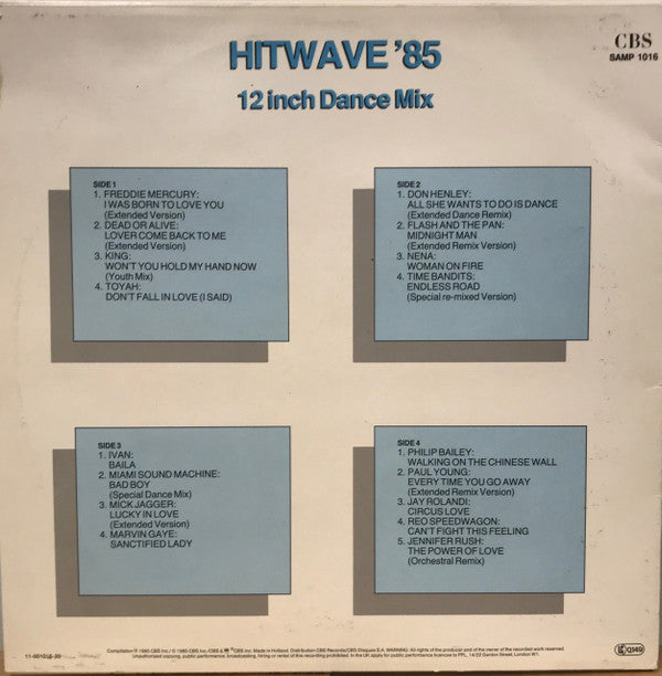 Various : Hitwave '85 (12 Inch Dance Mix) (2xLP, Comp, Smplr)