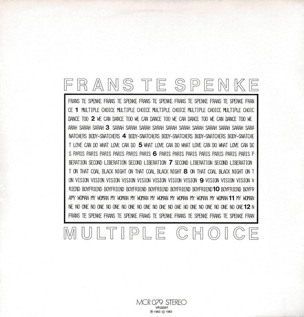 Frans Te Spenke : Multiple Choice (LP, Album, Gat)