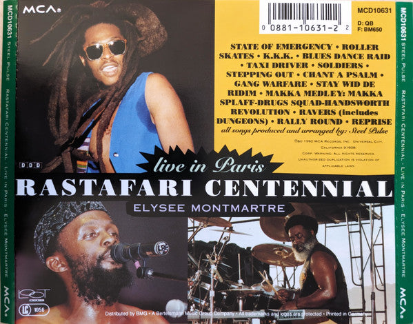 Steel Pulse : Rastafari Centennial - Live In Paris - Elysee Montmartre) (CD, Album, RE, MPO)