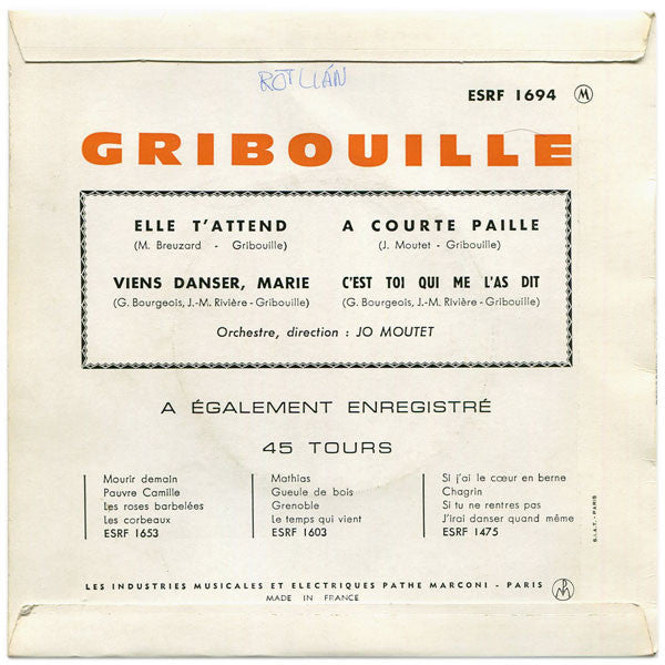 Gribouille (2) : Viens Danser, Marie (7", EP)