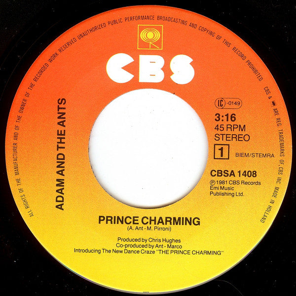Adam And The Ants : Prince Charming (7", Single, Gat)