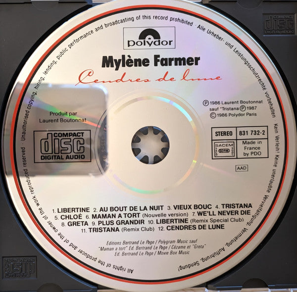 Mylène Farmer : Cendres De Lune (CD, Album, RE, PDO)