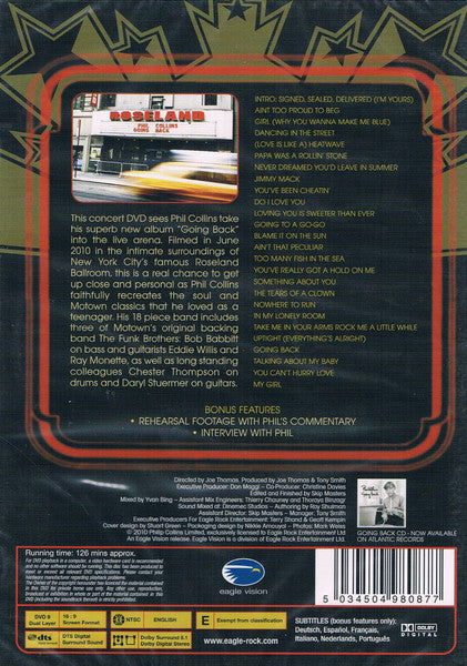 Phil Collins : Going Back: Live At Roseland Ballroom, NYC (DVD-V, Multichannel, NTSC)