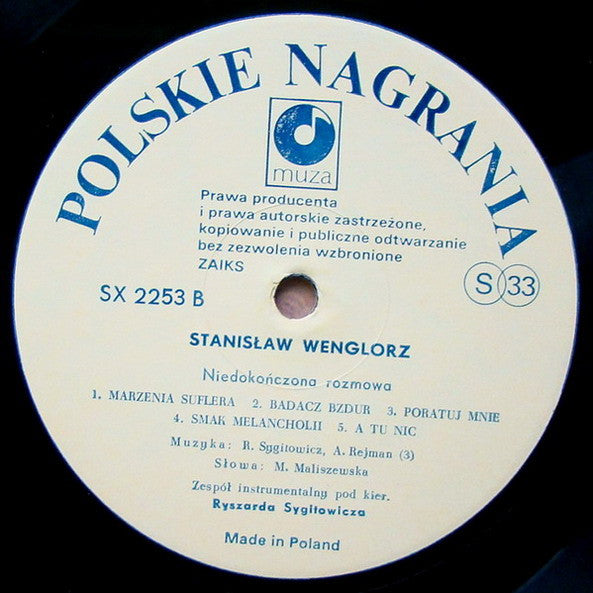 Stanisław Wenglorz : Niedokończona Rozmowa (LP, Album)