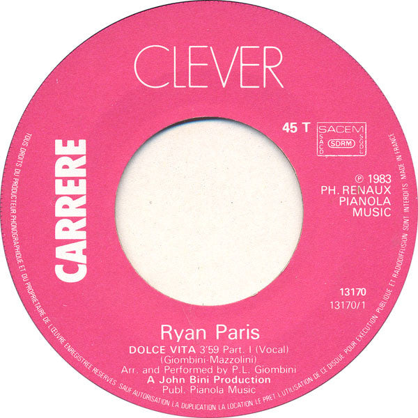 Ryan Paris : Dolce Vita (7", Single, Pap)