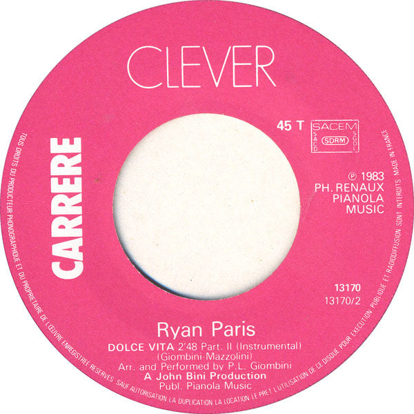 Ryan Paris : Dolce Vita (7", Single, Pap)