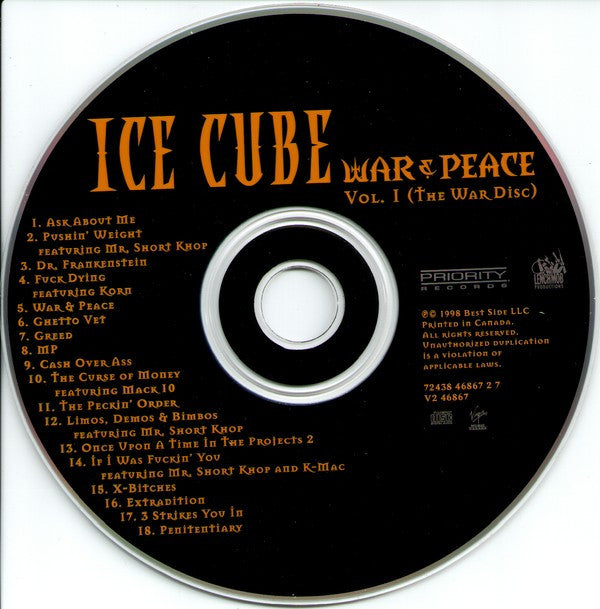 Ice Cube : War & Peace Vol. 1 (The War Disc) (CD, Album, Mul)