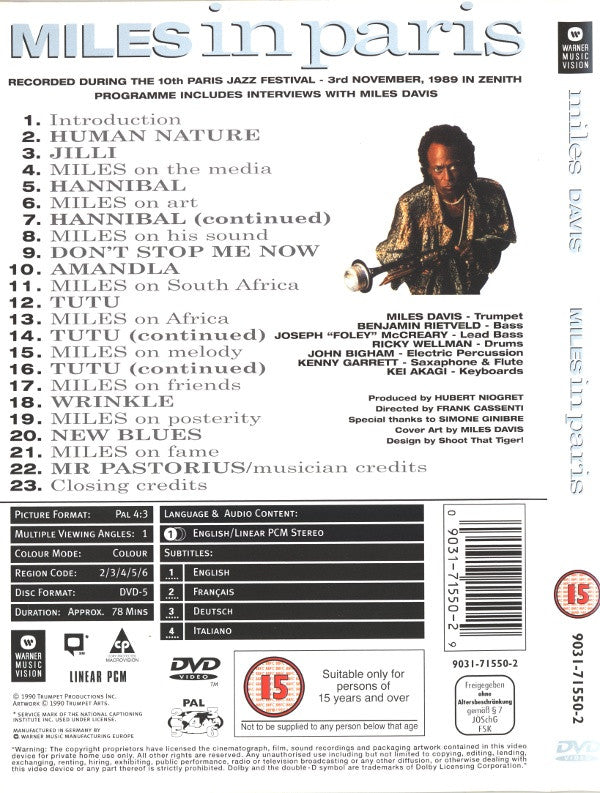 Miles Davis : Miles In Paris (DVD-V, PAL)