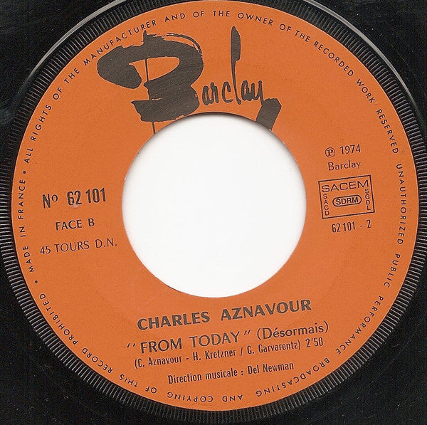 Charles Aznavour : The "I Love You" Song (Je T'aime) (7", Single)