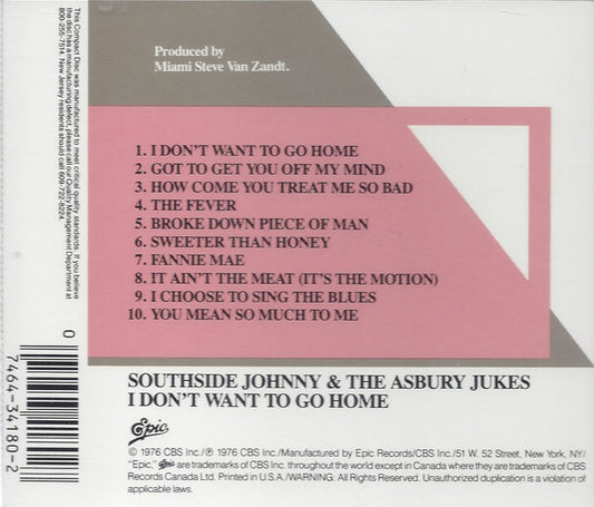 Southside Johnny & The Asbury Jukes : I Don't Want To Go Home (CD, Album, RE)