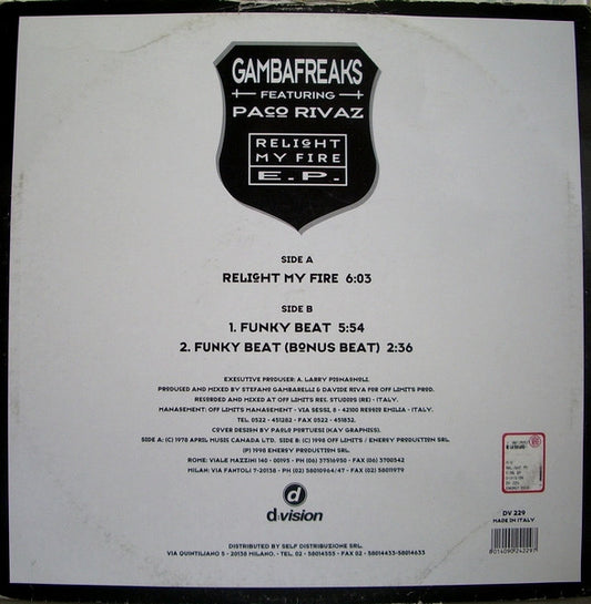 Gambafreaks Featuring Paco Rivaz : Relight My Fire E.P. (12", EP)