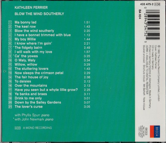 Kathleen Ferrier : Blow The Wind Southerly - British Songs (CD, Album)