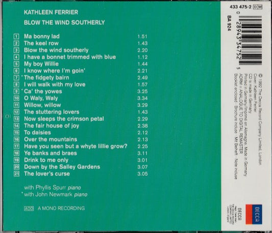 Kathleen Ferrier : Blow The Wind Southerly - British Songs (CD, Album)
