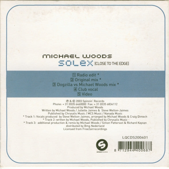 Michael Woods : Solex (Close To The Edge) (CD, Single, Enh)